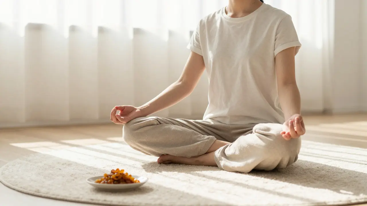 Person meditating in sunlight, representing mindfulness